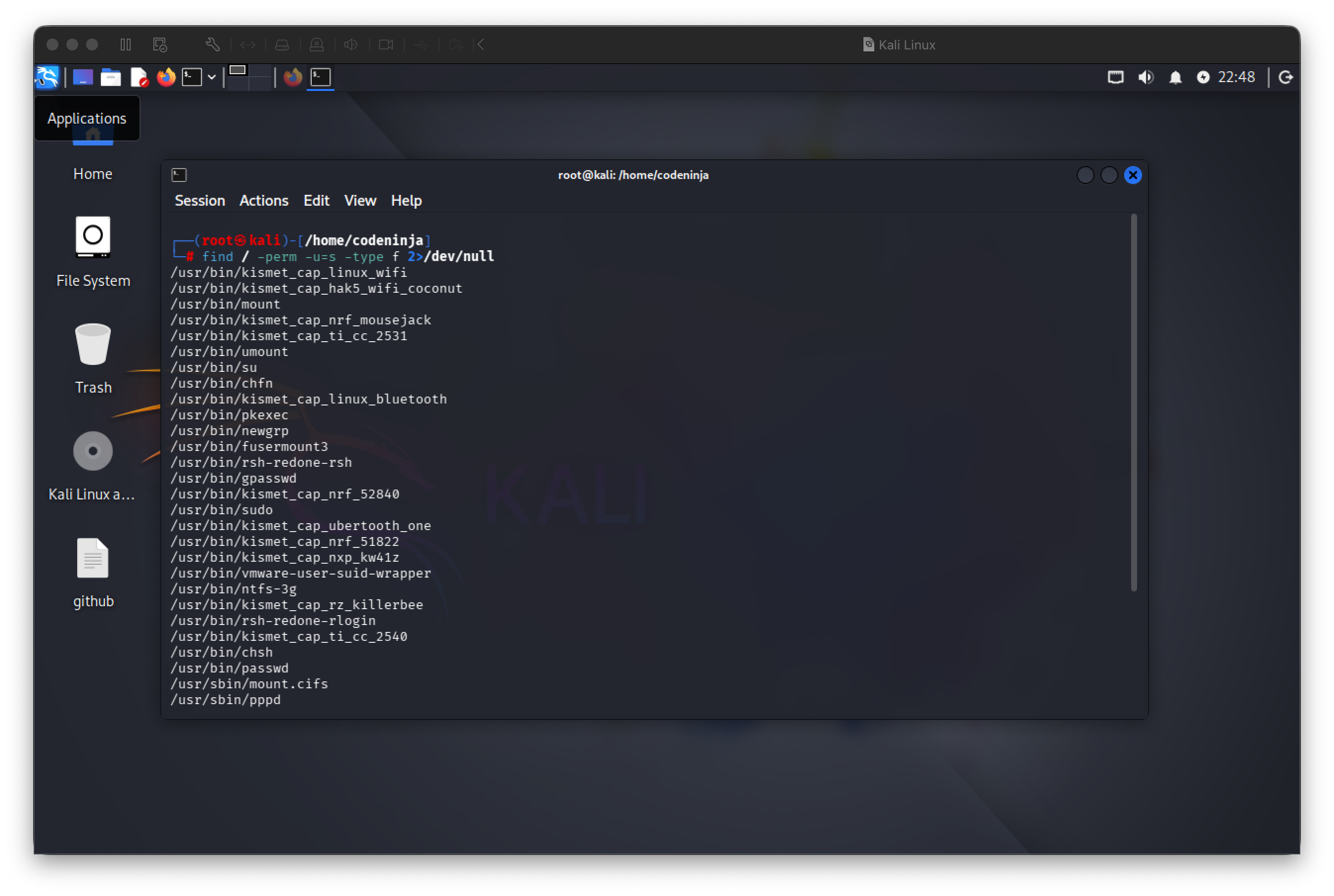 SUID binaries found on the system