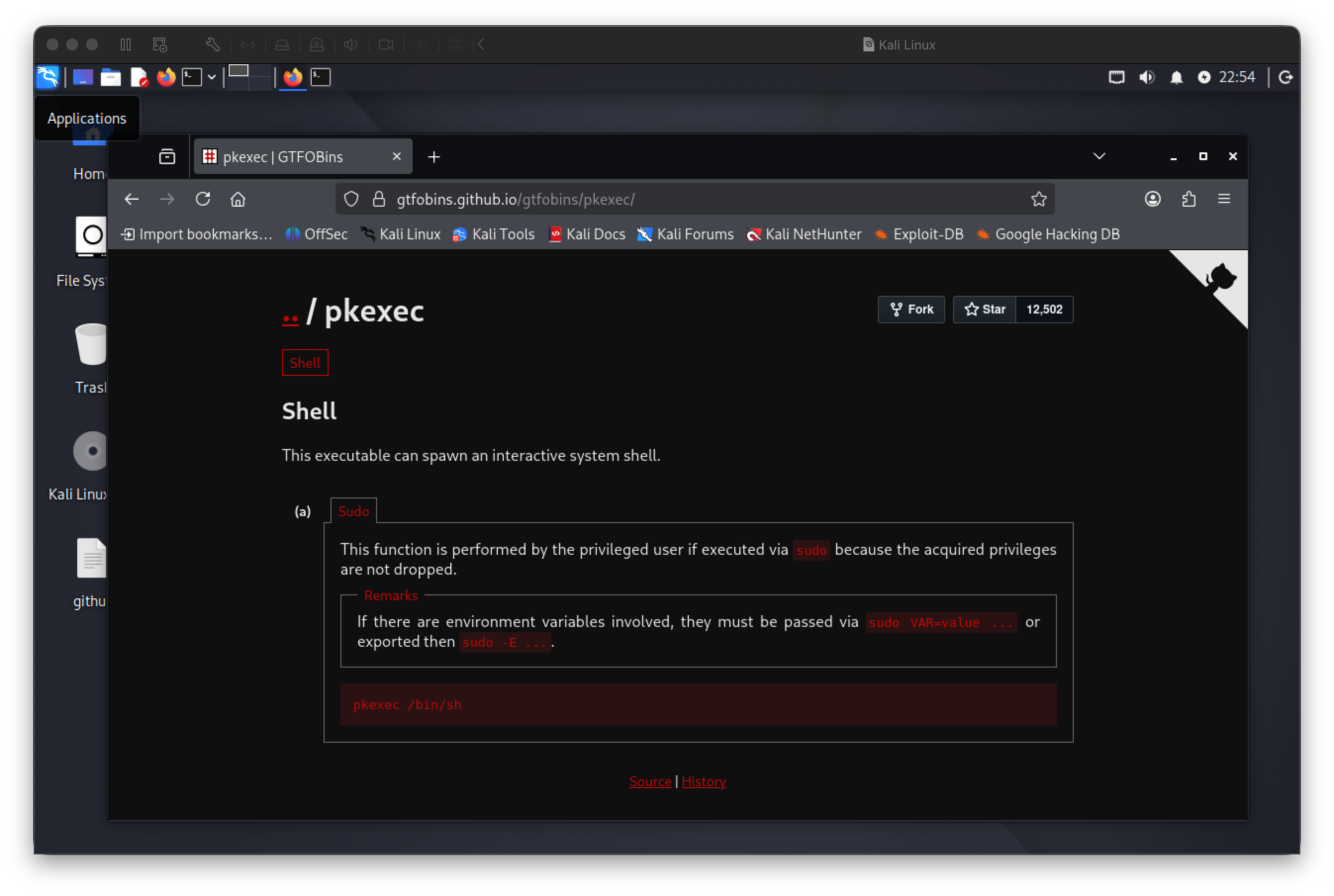 GTFOBins entry for pkexec