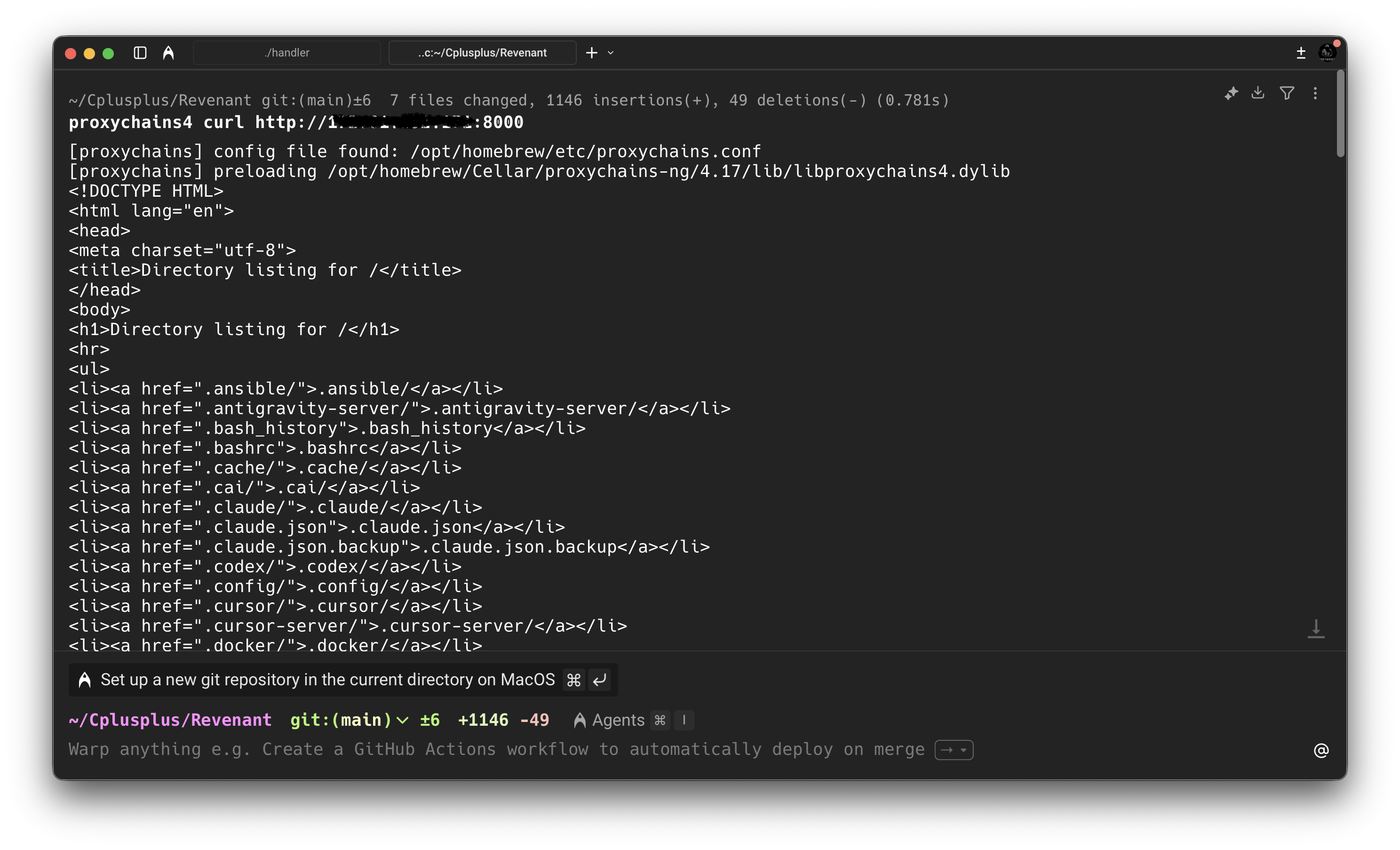 Proxychains accessing internal web server